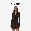MISBHV 黑色半透明双层长袖连衣裙