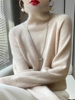 鄂尔多斯市100%纯羊绒衫女高领，针织宽松毛衣纯色，套头打底衫秋冬款