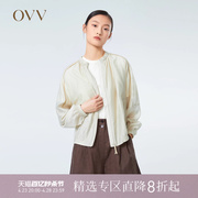 OVV春夏女装大地色系轻薄精致松紧圆领休闲夹克外套