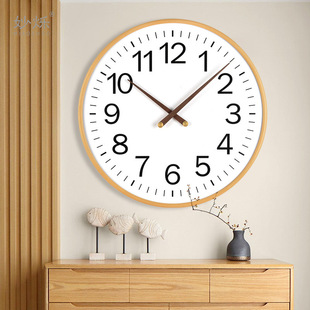 客厅挂钟超大号复古大气钟表实木家用时尚挂表现代简约卧室静音钟