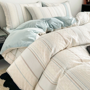 现代轻奢床上四件套纯棉全棉100北欧简约床单被套三件套床品夏季4