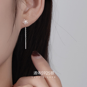s925纯银耳线流苏，耳钉2024年短款耳链大脸适合的耳环耳饰