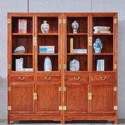 黄花梨书橱中式实木展示柜红木书柜刺猬紫檀组合书架储物置物柜
