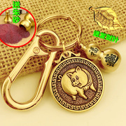 纯黄铜朱砂葫芦挂件创意十二生肖钥匙扣手工链男本命年牛挂饰
