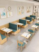 茶楼烧烤火锅饭店商用卡座沙发餐饮桌椅组合咖啡厅实木双人凳定制