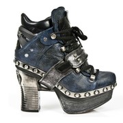订制款NewRock欧美风粗跟及踝靴 摇滚女靴 高跟真皮女靴子