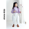 Aimie Kids 2021秋 女童法式宫廷风紫色衬衫白色全棉小众休闲长裤