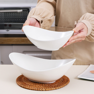 家用餐盘鱼盘陶瓷大容量元宝碗，聚宝盆陶瓷餐具个性创意陶瓷菜盘