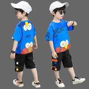 男童短袖套装韩版洋气夏款中大童两件套童装2023夏装儿童衣服