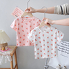童装女童草莓短袖t恤2024女婴儿夏装，儿童女宝宝半袖上衣可爱