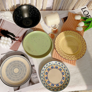 陶瓷盘子浅盘日式餐具西餐盘，创意家用菜盘釉下彩牛排餐盘深盘汤盘