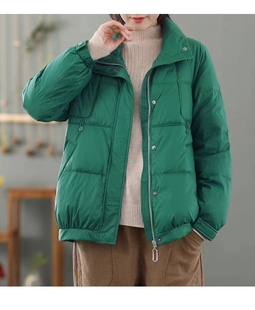 反季羽绒服女款轻薄短款白鸭绒(白鸭绒)立领韩版宽松休闲夹克保暖外套