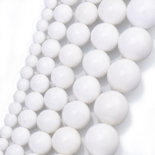 高仿白砗磲4-12mm圆珠白瓷散珠半成品  毛衣链手链穿珠配件