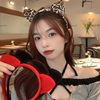 韩国东大门同款豹纹丝绒猫耳朵卡通发箍ins网红少女可爱发卡发饰