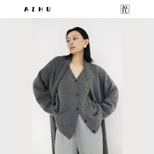 AZHU 阿茱 静奢高级感慵懒风两件套式马甲女秋冬长款毛衣开衫外套