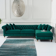 北欧轻奢墨绿色丝绒布艺转角沙发，组合美式别墅客厅小户型贵妃沙发