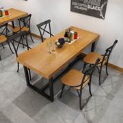 美式实木餐桌椅组合铁艺，咖啡厅酒店餐厅餐饮饭店长，桌子复古长条桌