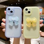 糖果色炫彩蝴蝶结适用iPhone14PRO透明手机壳苹果X硅胶全包保护套