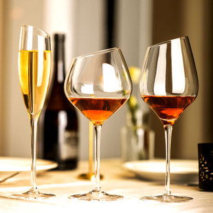 斜口红酒杯水晶创意葡萄酒杯香槟杯玻璃酒杯勃艮第波尔多杯高脚杯