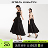 EPTISON吊带连衣裙女2024夏季修身露背性感独特黑色高级长裙