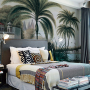 瓦拉纳西之河个性壁画墙画欧尚法式现代轻奢客厅，卧室沙发背景墙