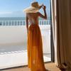 雪纺露背长裙纯色沙滩裙 海边度假吊带裙显瘦夏季旅游超仙连衣裙
