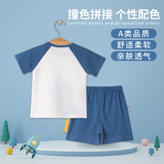 夏季男童衣服两件套装可爱卡通恐龙短袖短裤2023婴儿T恤