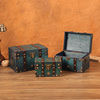 复古精致带锁木质收纳盒家用证件储物木盒密码盒整理首饰盒百宝箱