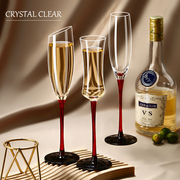 欧式红杆香槟杯套装，创意水晶玻璃红酒杯，高脚杯一对起泡酒杯礼盒装