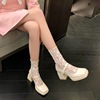 白色蕾丝短袜子女堆堆袜夏季超薄甜美网纱花边jk中筒袜配玛丽珍