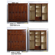 美式实木衣柜组合欧式家用简约做旧3456门对开门橡木大衣橱可