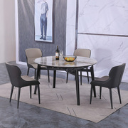 意式简约岩板伸缩圆餐桌现代家用小户型折叠餐桌椅组合方圆两用桌