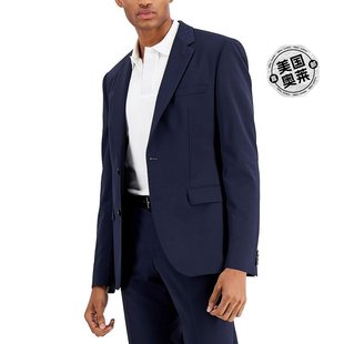 hugobosskarl224x男式羊毛，现代版型两扣西装，外套-深蓝色美