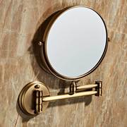 厂浴室化妆镜折叠美容镜全铜仿古双面镜卫生间台式镜免打孔壁挂铜