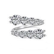 开口S925纯银锆石戒指女士欧美跨境时尚高级感闪钻满钻戒指环