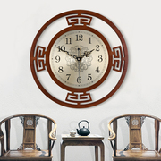 新中式客厅挂钟时钟中国风古典钟表圆形钟家用装饰木钟墙钟壁挂表