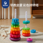 彩虹转转乐叠叠乐彩色塔套圈，婴幼儿童1岁3益智早教积木层层叠玩具