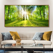 现代森林风景客厅沙发装饰墙画餐厅卧室床头树木树林阳光小路挂画