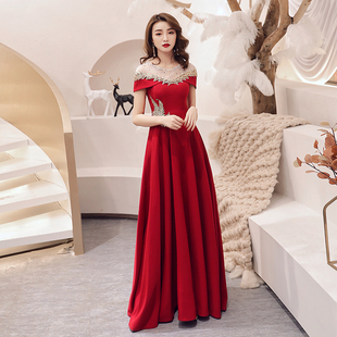 红色高端敬酒服新娘连衣裙2024结婚礼服裙高级感回门便装长裙