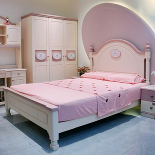 a12全实木儿童床1.351.5米粉色，套房家具约网红公主床女孩