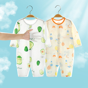 婴儿连体衣夏季薄款新生儿，长袖空调服爬爬服哈衣宝宝纯棉睡衣夏装