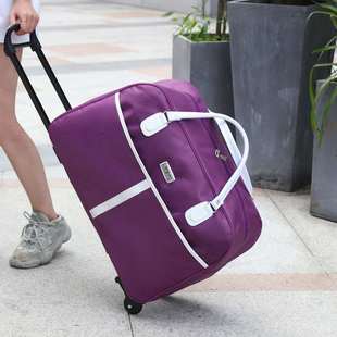 短途旅行拉杆包女大容量手提行李，包轻便装衣服旅行袋带轮子可折叠