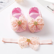 婴儿学步鞋软底防滑女宝宝凉鞋0-1岁洋气公主薄鞋子夏季周岁发带2