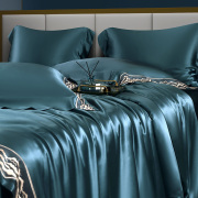 100%真丝四件套高端定制重磅桑蚕丝床单被套纯色丝绸床笠床上用品