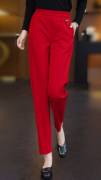 红色哈伦裤女春秋萝卜裤，2023款直筒高腰，显瘦宽松大码妈妈休闲裤子
