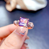 天然紫黄晶戒指女款s925银招财彩色宝石开口戒搭配检测证书送礼物
