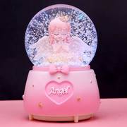 天使女孩下雪水晶球音乐盒，公主娃娃旋转八音盒儿童闺蜜女生日礼物