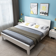 。床 实木床1.8米现代简约白色双人床1.5m出租房经济型简易单人床