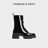 charles&keith秋冬女靴ck1-90920110女士厚底，漆皮马丁靴
