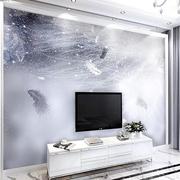 北欧简约现代梦幻星空，羽毛壁纸卧室，床头墙布电视背景墙墙纸壁画